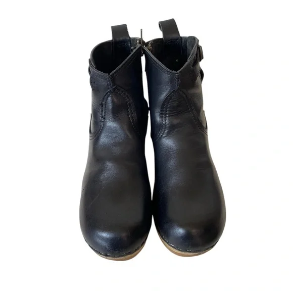 No. 6 black leather clog ankle boots - Picture 10 of 14
